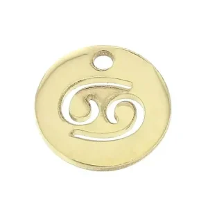 Breloque ronde - signe du zodiaque Cancer 10 mm Gold filled (or laminé) x1 Meilleur Choix