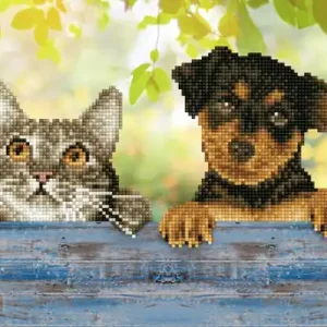 Authentique Kit DIAMOND DOTZ® Chats et chiens sur tronc d’arbre